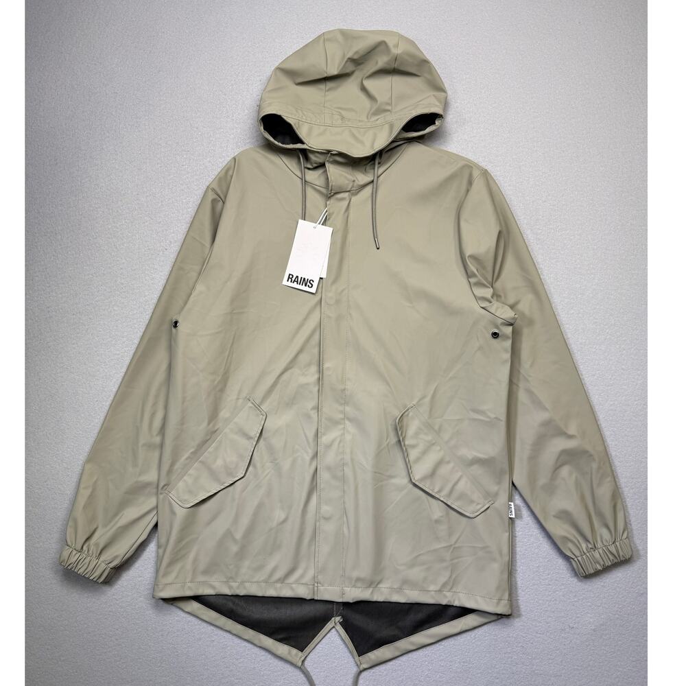 Rains Men's Essential Waterproof Hooded Full-Zip Rain Jacket - Drift Medium $155